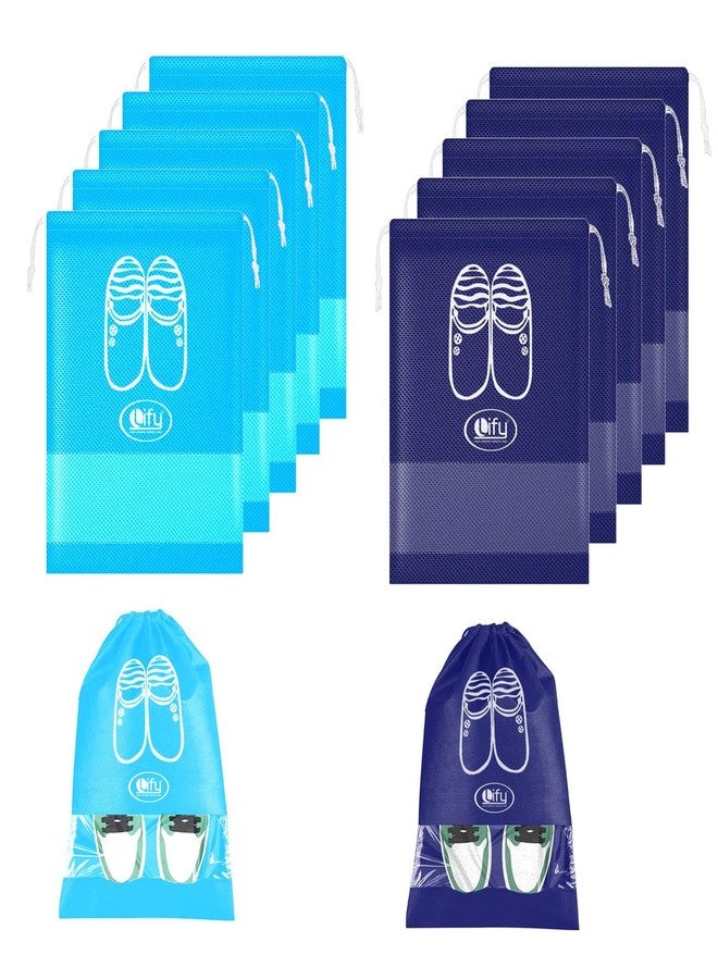 ليفي حقائب أحذية السفر من ليفي، حقائب حمل أحذية محمولة - منظمات تعبئة للرجال والنساء - أزرق فاتح (6 قطع) + أزرق داكن (6 قطع) - عبوة من 12 قطعة - Image 1